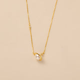 STMG Pearl Planet with CZ Stars Necklace in gold