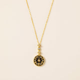 Blue Sandstone Moon Phase Necklace in gold