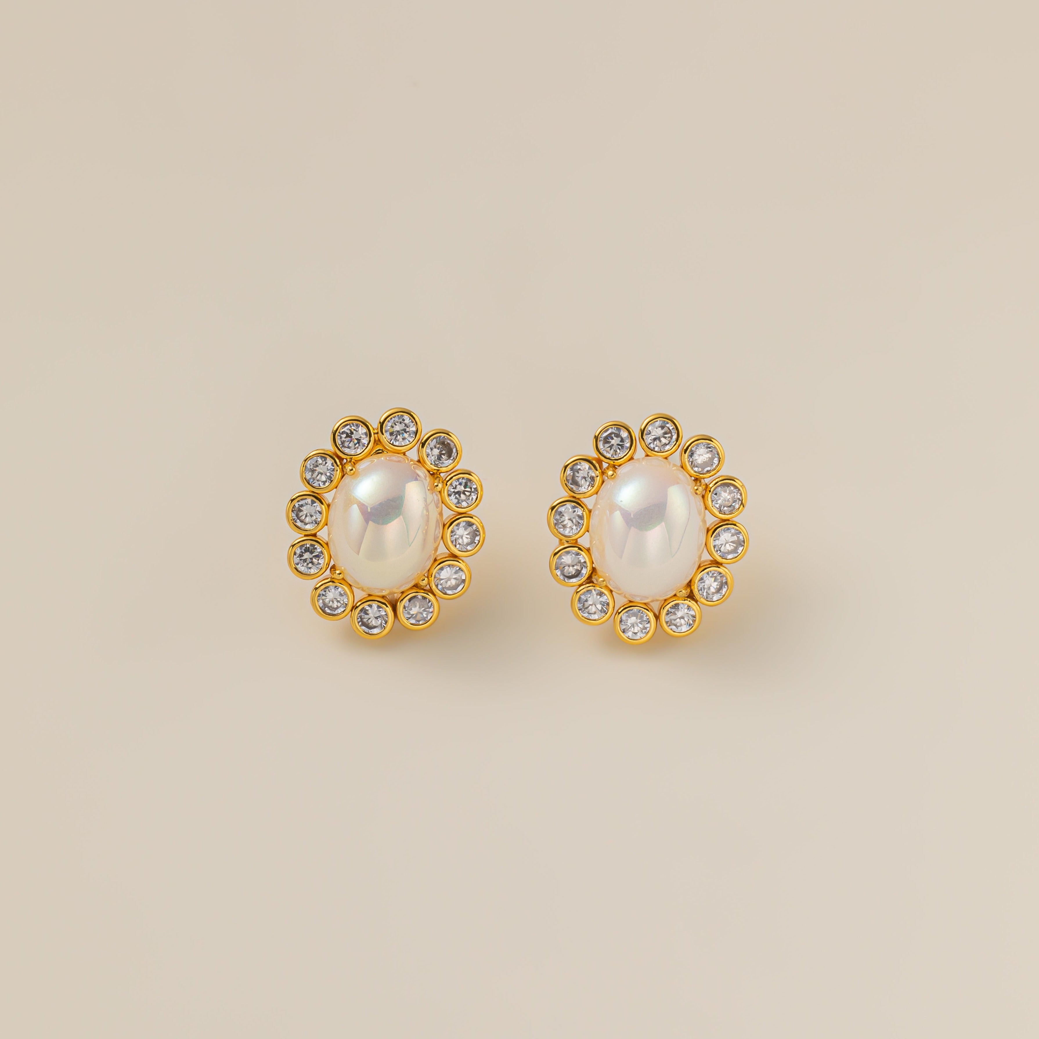 STMG Pearl with CZ Stud Earrings