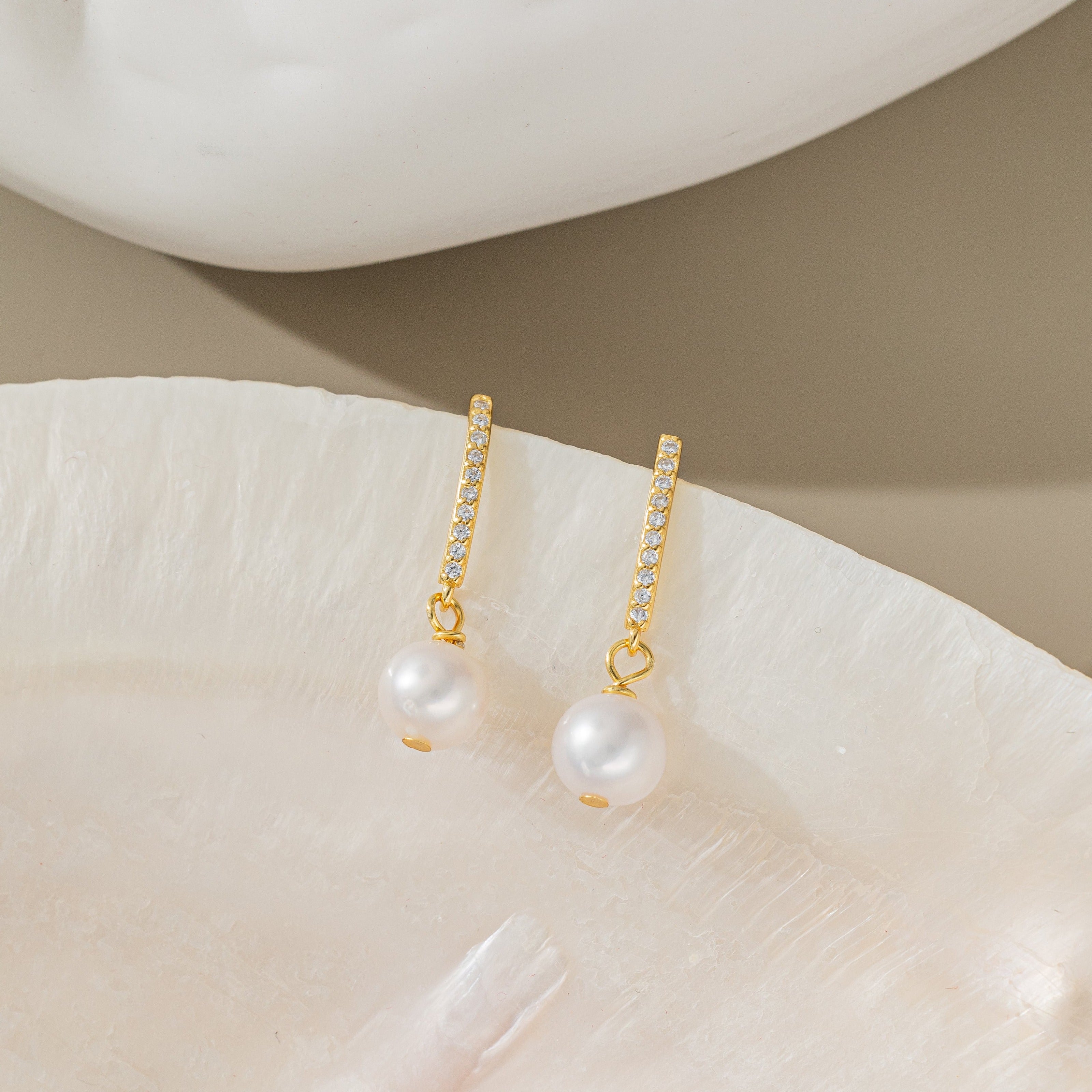 STMG Natural Pearl Dangle Earrings 