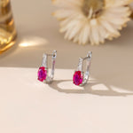 STMG Red Ruby Hoops in silver