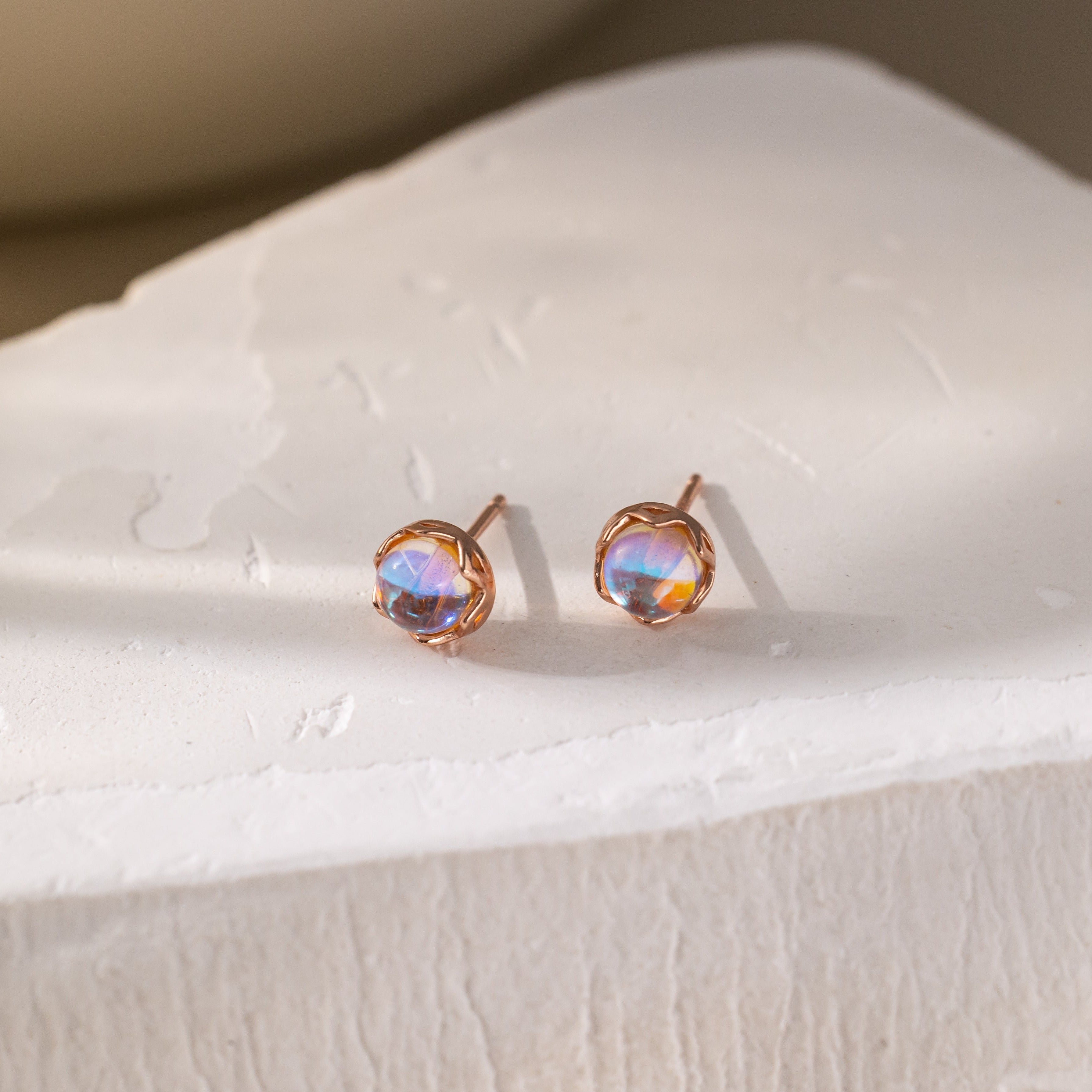 STMG Moonstone Stud Earrings in champagne gold