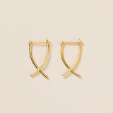 Geometric Cross Hoops in gold