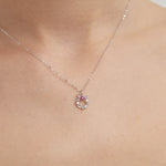 STMG Tiny Wreath Necklace in silver on neck