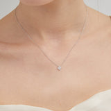 4-Leaf Clover Necklace in silver on neck