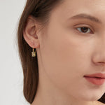 STMG Olive Green Hook Dangle Earrings on ear