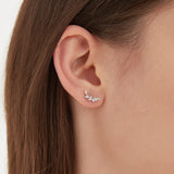 STMG Olive Leaf Stud Earrings in gold on ear