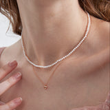 STMG Natural Freshwater Pearl Necklace on neck