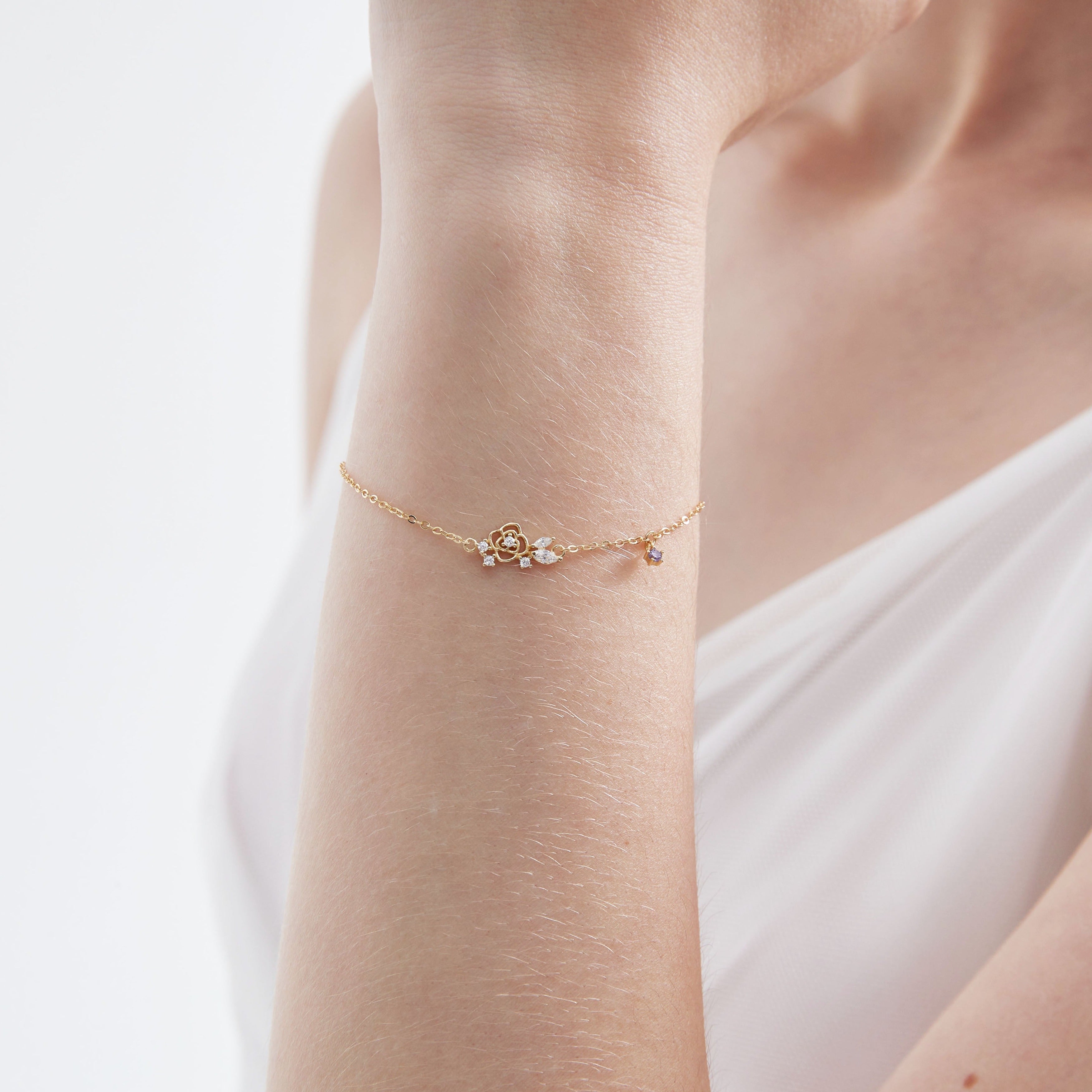STMG Rose With CZ Bracelet on hand