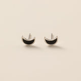 Black Crescent Moon Stud Earrings