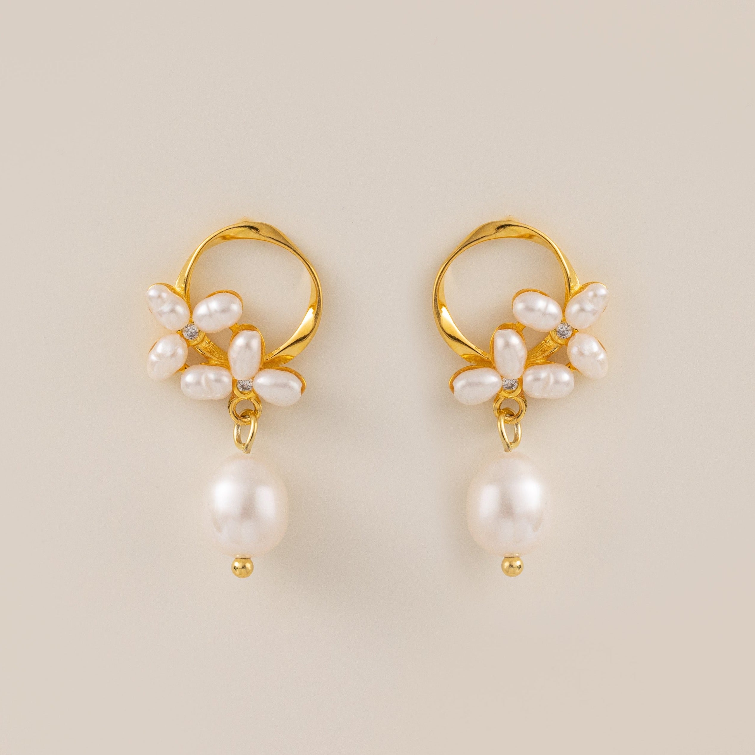 STMG Natural Pearl Wreath Dangle Earrings