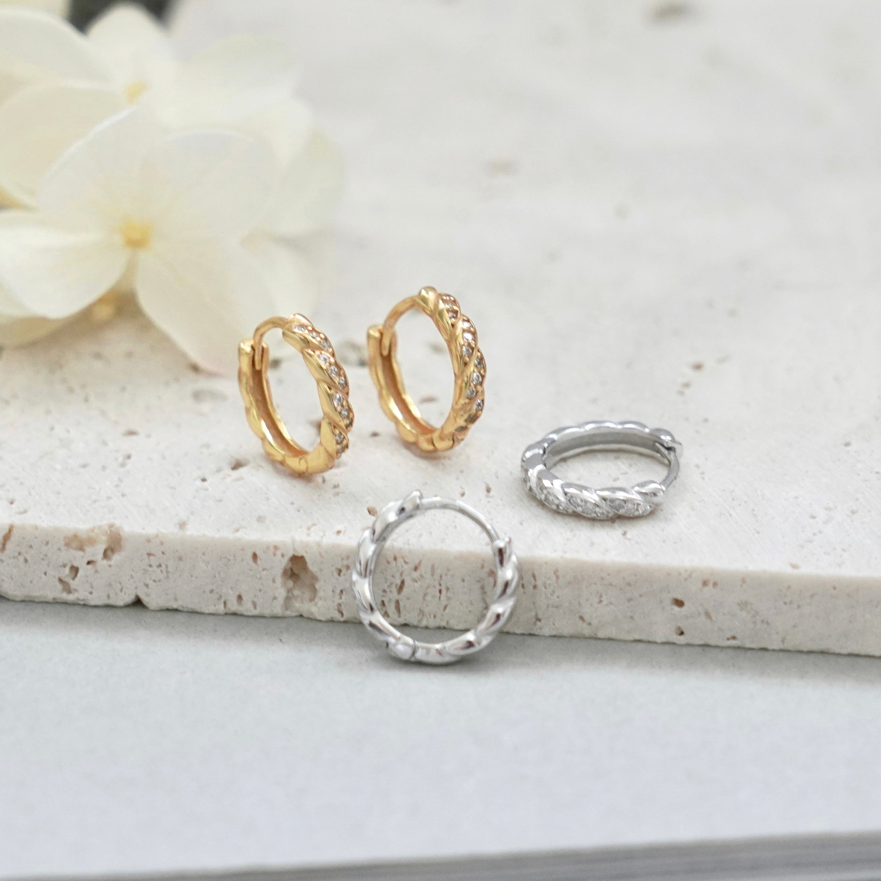 Twisted Circle Pave Hoops (S925)