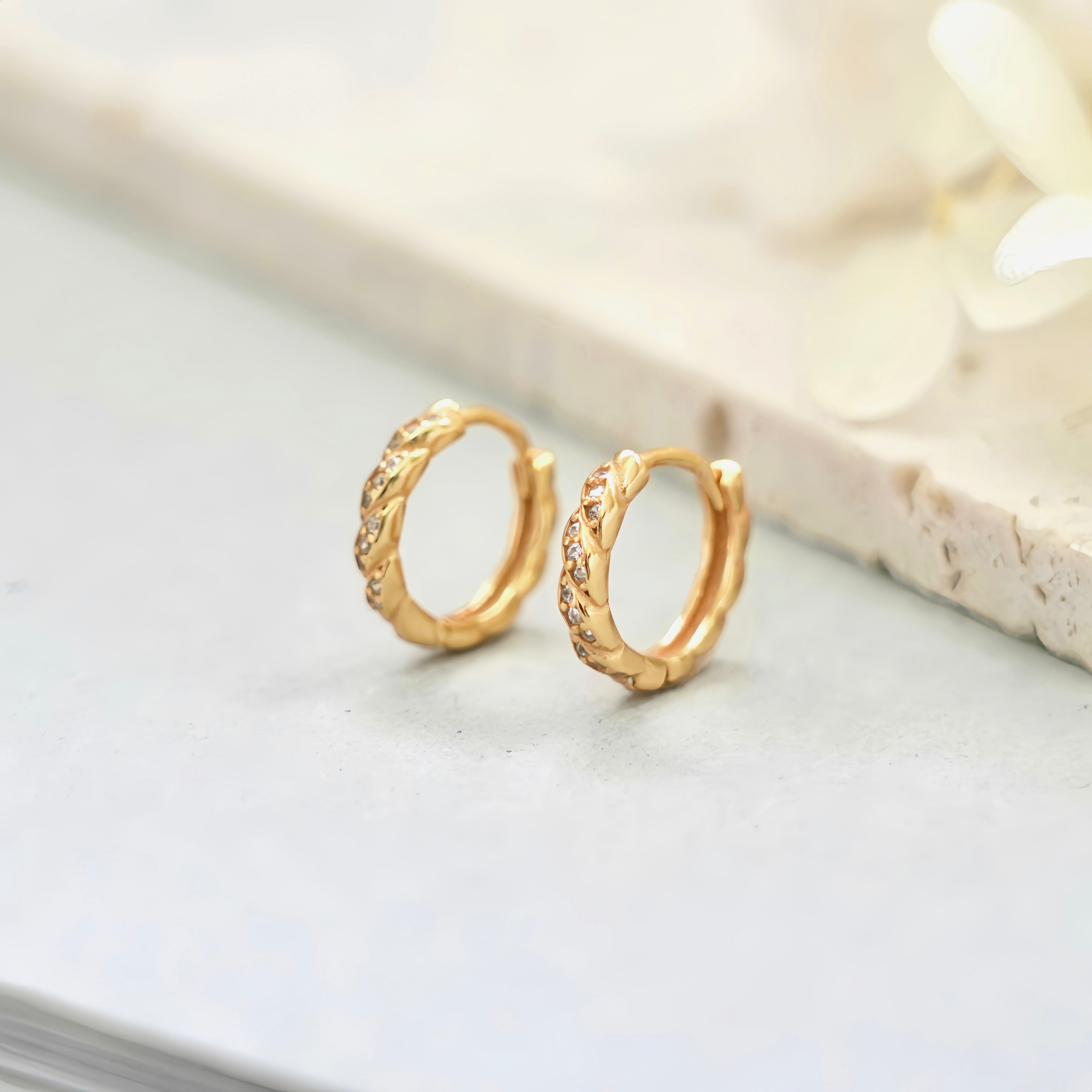 Twisted Circle Pave Hoops (S925)