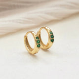 STMG Green Emerald Hoop Earrings in gold