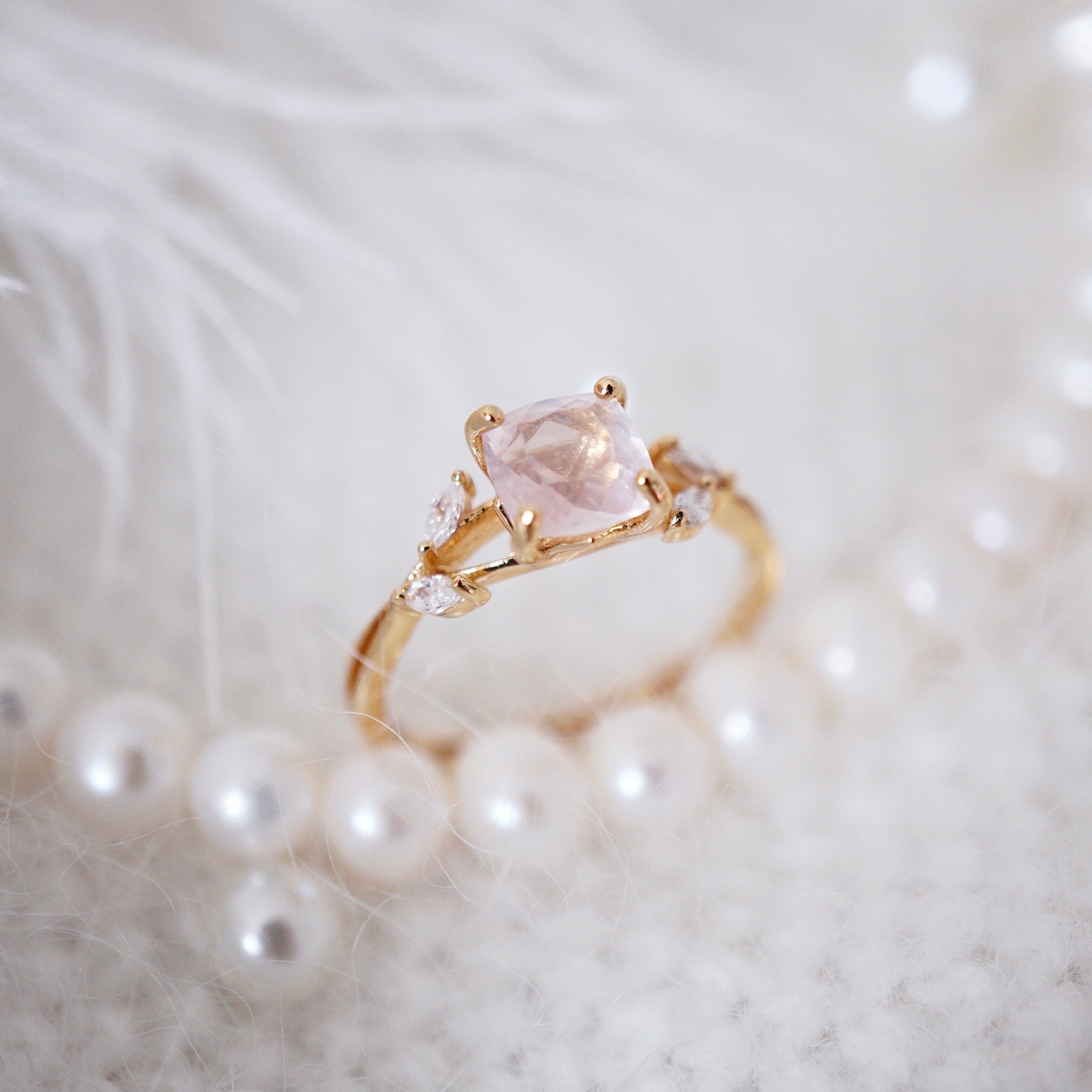 STMG Natural Rose Quartz Promise Ring