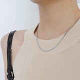 STMG Minimalist Herringbone Chain Necklace on neck