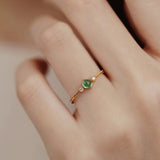 STMG Natural Green Chalcedony Adjustable Ring on finger