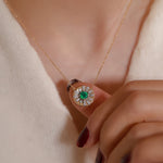STMG Green Emerald Sun Disk Necklace